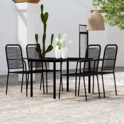 vidaXL Juego de comedor de jardín 5 piezas negro
