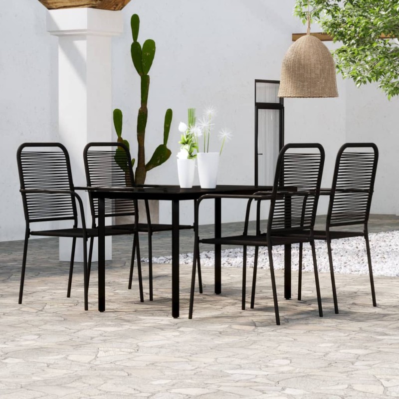 vidaXL Juego de comedor de jardín 5 piezas negro