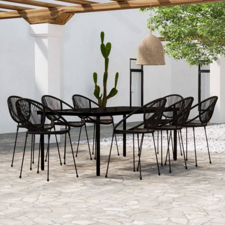 vidaXL Juego de comedor de jardín 9 piezas negro