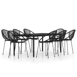 vidaXL Juego de comedor de jardín 9 piezas negro