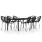 vidaXL Juego de comedor de jardín 9 piezas negro vidaXL Juego de comedor de jardín 9 piezas negro