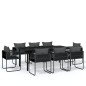 vidaXL Juego de comedor de jardín 9 piezas negro