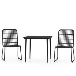 vidaXL Juego de comedor para jardín 3 piezas negro