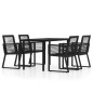 vidaXL Juego de comedor de jardín 5 piezas negro