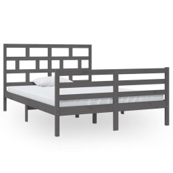 vidaXL Estructura de cama de madera maciza de pino gris 140x200 cm