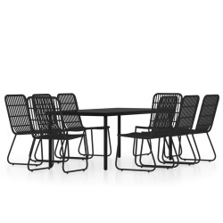 vidaXL Juego de comedor para jardín 9 piezas negro
