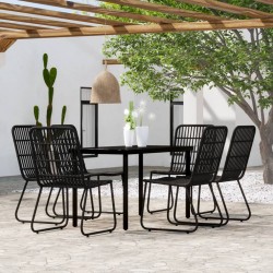 vidaXL Juego de comedor de jardín 7 piezas negro