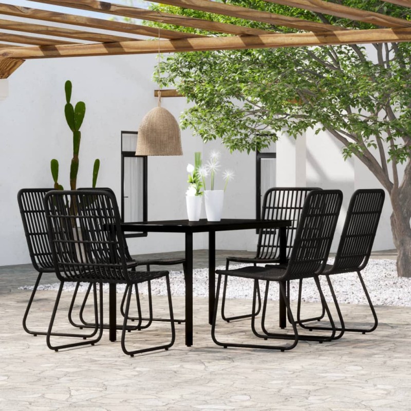 vidaXL Juego de comedor de jardín 7 piezas negro vidaXL Juego de comedor de jardín 7 piezas negro