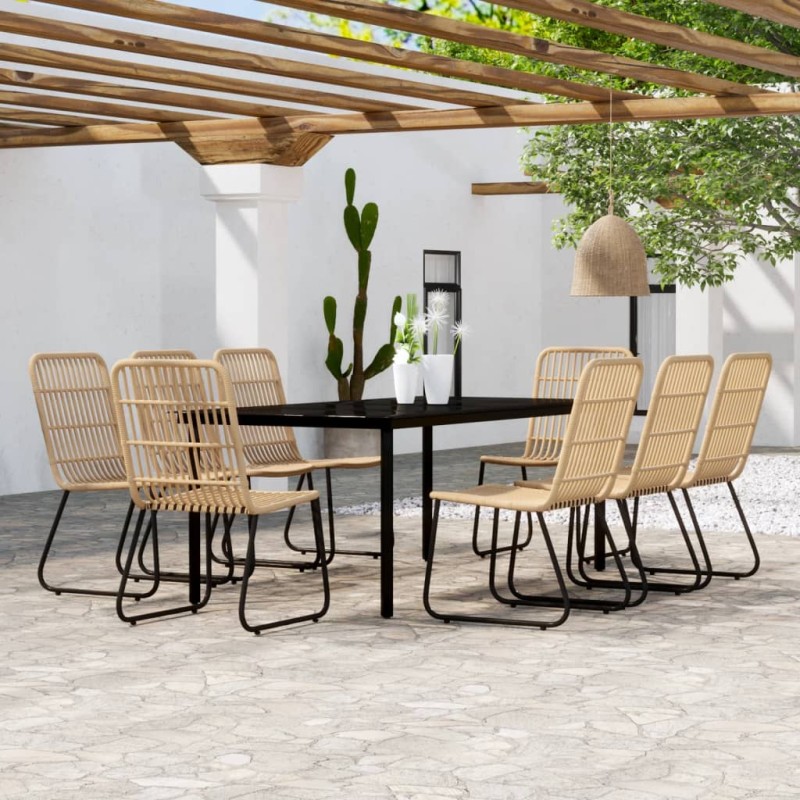 vidaXL Juego de comedor para jardín 9 piezas color roble vidaXL Juego de comedor para jardín 9 piezas color roble