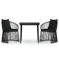 vidaXL Juego de comedor de jardín 3 piezas con cojines negro vidaXL Juego de comedor de jardín 3 piezas con cojines negro