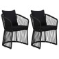 vidaXL Juego de comedor de jardín 3 piezas con cojines negro vidaXL Juego de comedor de jardín 3 piezas con cojines negro
