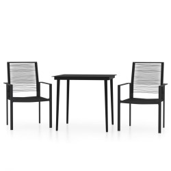 vidaXL Juego de comedor de jardín 3 piezas negro