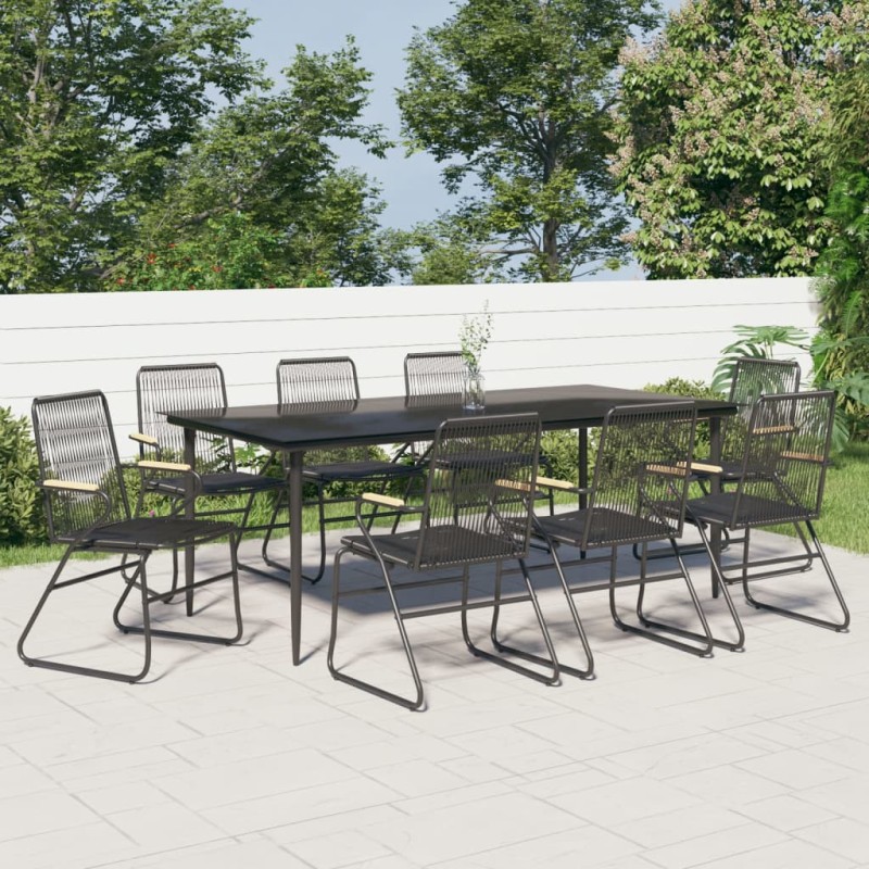 vidaXL Juego de comedor de jardín 9 piezas ratán PVC negro vidaXL Juego de comedor de jardín 9 piezas ratán PVC negro