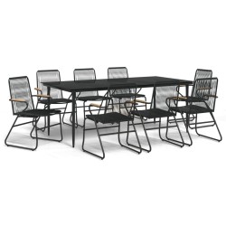 vidaXL Juego de comedor de jardín 9 piezas ratán PVC negro