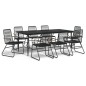 vidaXL Juego de comedor de jardín 9 piezas ratán PVC negro vidaXL Juego de comedor de jardín 9 piezas ratán PVC negro