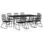vidaXL Juego de comedor de jardín 9 piezas ratán PVC negro vidaXL Juego de comedor de jardín 9 piezas ratán PVC negro
