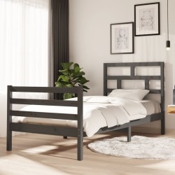vidaXL Estructura de cama madera maciza de pino gris 90x200 cm