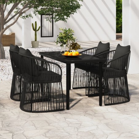 vidaXL Juego de comedor de jardín 5 piezas con cojines negro