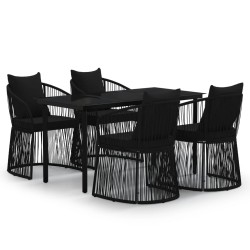 vidaXL Juego de comedor de jardín 5 piezas con cojines negro