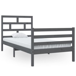 vidaXL Estructura de cama madera maciza de pino gris 90x200 cm