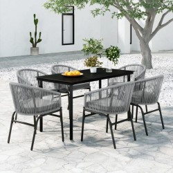 vidaXL Juego de comedor de jardín 7 piezas ratán sintético gris