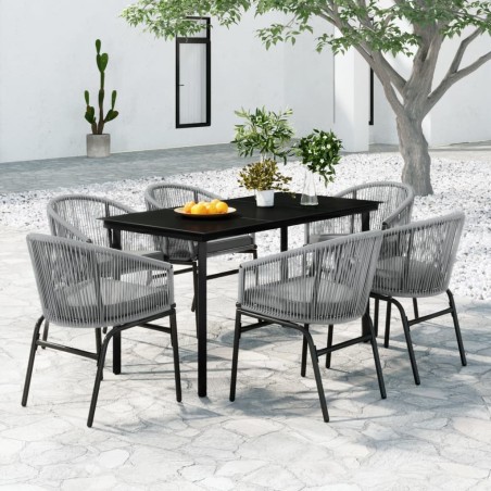 vidaXL Juego de comedor de jardín 7 piezas ratán sintético gris