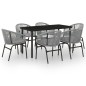 vidaXL Juego de comedor de jardín 7 piezas ratán sintético gris vidaXL Juego de comedor de jardín 7 piezas ratán sintético gris