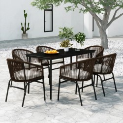 vidaXL Juego de comedor de jardín 7 piezas marrón