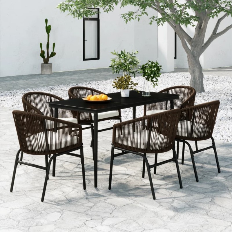 vidaXL Juego de comedor de jardín 7 piezas marrón vidaXL Juego de comedor de jardín 7 piezas marrón