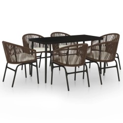 vidaXL Juego de comedor de jardín 7 piezas marrón