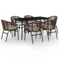 vidaXL Juego de comedor de jardín 7 piezas marrón vidaXL Juego de comedor de jardín 7 piezas marrón