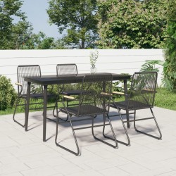 vidaXL Juego de comedor de jardín 5 piezas ratán PVC negro