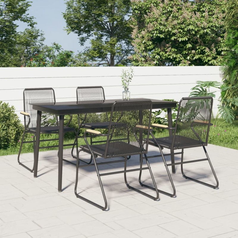 vidaXL Juego de comedor de jardín 5 piezas ratán PVC negro