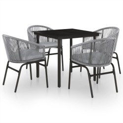 vidaXL Juego de comedor para jardín 5 piezas ratán sintético gris