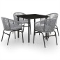 vidaXL Juego de comedor para jardín 5 piezas ratán sintético gris vidaXL Juego de comedor para jardín 5 piezas ratán sintético gris