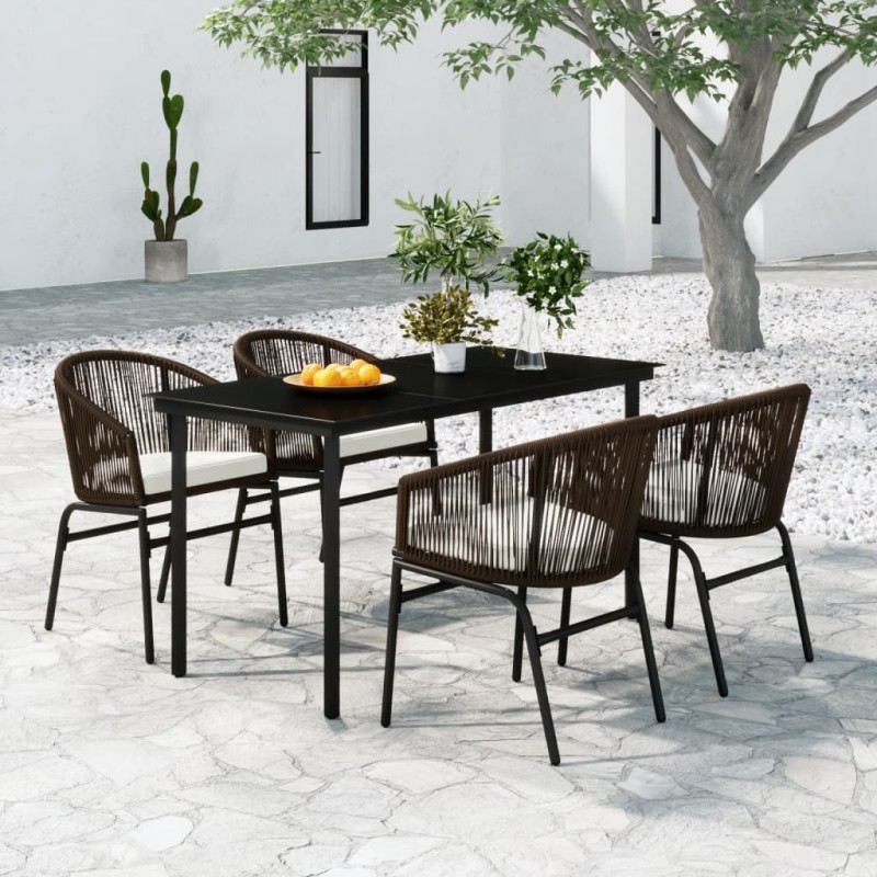 vidaXL Juego de comedor de jardín 5 piezas con cojines marrón vidaXL Juego de comedor de jardín 5 piezas con cojines marrón