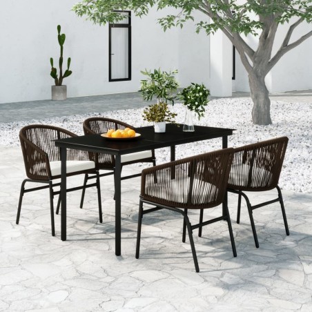 vidaXL Juego de comedor de jardín 5 piezas con cojines marrón