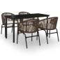 vidaXL Juego de comedor de jardín 5 piezas con cojines marrón vidaXL Juego de comedor de jardín 5 piezas con cojines marrón