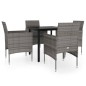 vidaXL Juego de comedor para jardín 5 piezas con cojines gris y negro vidaXL Juego de comedor para jardín 5 piezas con cojines gris y negro