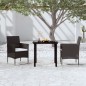 vidaXL Juego de comedor de jardín 3 piezas con cojines negro vidaXL Juego de comedor de jardín 3 piezas con cojines negro