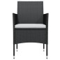 vidaXL Juego de comedor de jardín 3 piezas con cojines negro vidaXL Juego de comedor de jardín 3 piezas con cojines negro