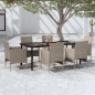 vidaXL Juego de comedor de jardín 7 piezas con cojines beige y negro vidaXL Juego de comedor de jardín 7 piezas con cojines beige y negro