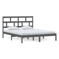 vidaXL Estructura de cama de madera maciza de pino gris 160x200 cm