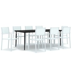 vidaXL Juego de comedor para jardín 9 piezas blanco