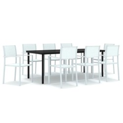 vidaXL Juego de comedor para jardín 9 piezas blanco