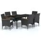 vidaXL Juego de comedor de jardín 7 piezas con cojines negro vidaXL Juego de comedor de jardín 7 piezas con cojines negro