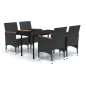vidaXL Juego de comedor de jardín 5 piezas con cojines negro vidaXL Juego de comedor de jardín 5 piezas con cojines negro