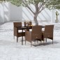 vidaXL Juego de comedor de jardín 5 piezas con cojines marrón y negro
