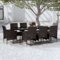 vidaXL Juego de comedor de jardín 9 piezas con cojines negro vidaXL Juego de comedor de jardín 9 piezas con cojines negro