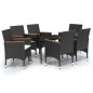 vidaXL Juego de comedor de jardín 7 piezas con cojines negro vidaXL Juego de comedor de jardín 7 piezas con cojines negro